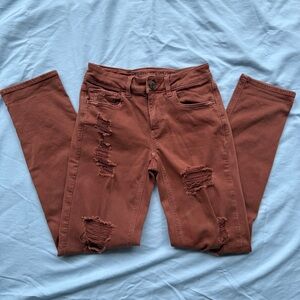 American Eagle Rust Tomgirl Ripped Jeans